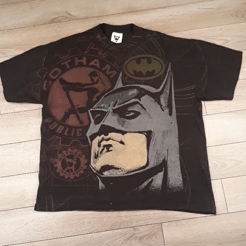 Batman Gotham Aop Black Ssi Single Stitch Mens Cotton T Shirt Size Xl 90s Rare